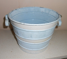 Vintage Enamel 2 Handled Milk Bucket Pail  Planter?