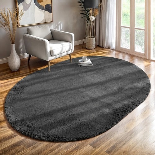 Elegant anthracite oval fluffy - elegant,