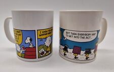 2 x Snoopy Peanuts Comic Strip Design Kilncraft Ceramic Cup Mug 