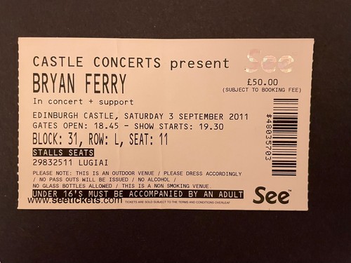 Bryan ferry ticket 2011 - bryan,