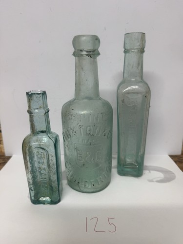 Antique aqua glass bottles - aqua,