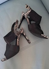 Sergio Todzi black and snakeskin ankle strap, high heel sandals Size 5 (38)