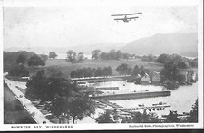 Bowness on Windermere, Cumbria - bi plane, piers - Herbert postcard c.1910s