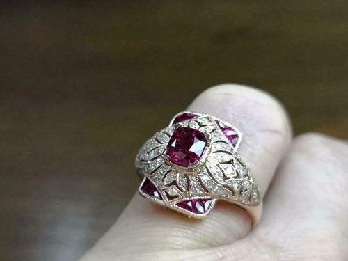 Art deco vintage red ruby - art,