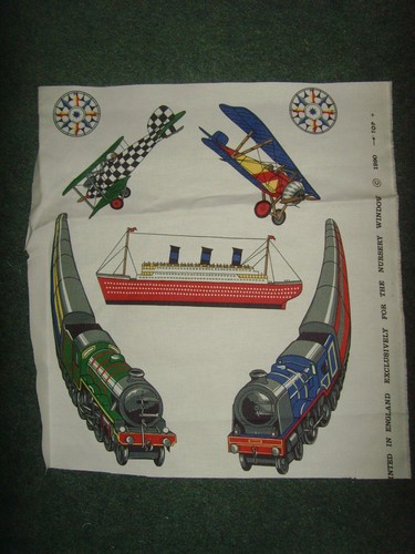 Fabric remnant trains boats - remnant,