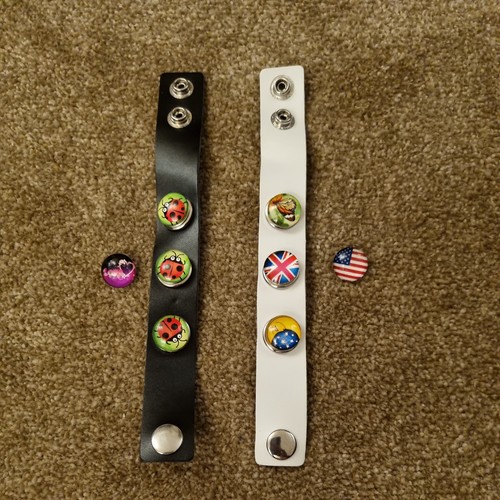 Leather strap snap button - leather,
