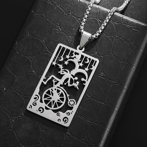 Clown necklace silver - clown,