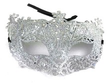 Silver Glitter Masquerade Mask Stag Hen Party Proms Fancy Dress Masks
