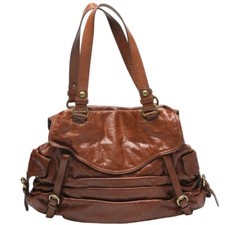 Kooba Jonnie Handbag Tote Shoulder Bag Satchel Purse Leather in Brown USED