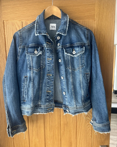 Zara blue denim cropped - zara, jacket