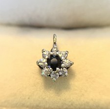VINTAGE 9CT SAPPHIRE CUBIC ZIRCONIA FLOWER CLUSTER PENDANT NO CHAIN HALLMARKED