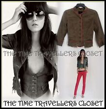 RARE KATE MOSS TOPSHOP DISTRESSED KHAKI RED VICTORIAN MILITARY JACKET UK 10 38