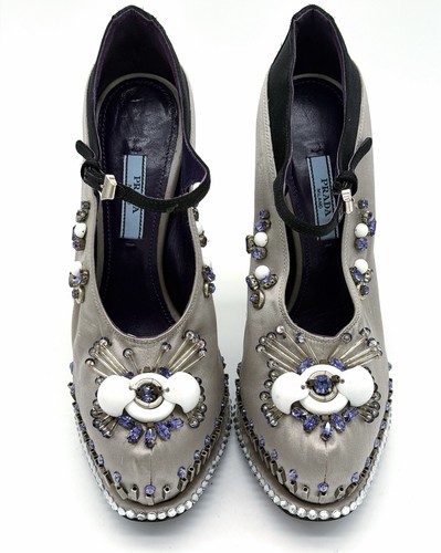 Prada bejeweled satin grey - prada,