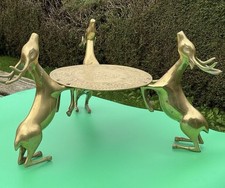 Decorative Large Brass Three Stag / Deer Centrepiece Pot / Christmas Tree Stand