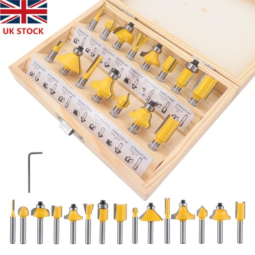 15pcs inch router bits - 1/4,