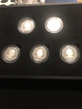 2021 QUEEN ELIZABETH 95th SILVER PROOF / BOXED COIN SET FIVE COINS x FIFTY PENCE