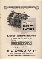 Vintage Ad 1929 - H.W. Ward & Co Ltd of Birmingham - Ward Turret Lathes - BRCW