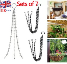 7 Pack Replacement Garden Hanging Basket Spare Metal Chains Hanger Easy 17" UK