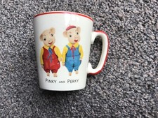 PINKY & PERKY CUP / MUG 1960s 1970s KEELE STREET POTTERY CHILDREN’S COLLECTABLE