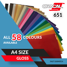 Gloss Self Adhesive Vinyl Sheets A4 Oracal 651  Gloss colours Cameo Cricut