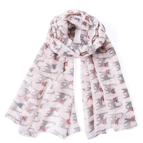 Long grey cat - cat, scarf