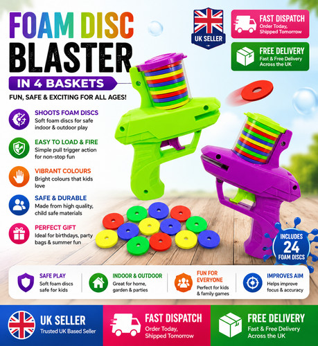 Flying foam disc launcher - flying,