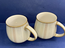 Denby  Mist Falls / Truffle  Striped Coffee Mugs. Stoneware Striped. x 2