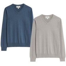 M&S Mens Cotton V-Neck Jumper