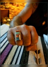 Mens Native American Sterling Silver Ring Signed WG Wilbert Gray Size V.5