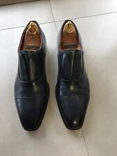 Santoni Blue Marbled Fatte a Mano Slip-on Fiddle Back Sole Shoes 8.5 F / 42.5