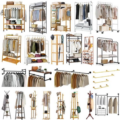 Wooden metal clothes rail - metal,