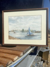 Boat water colour Of Bridge Craft Boat Yard Acle Norfolk Broads 1931/97