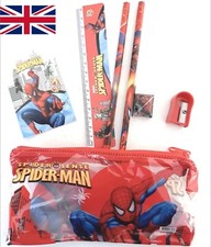 UK Marvel Spiderman Kids 7 PCS Stationary Set Pencil Case Rubber School Gift NEW