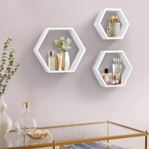 Floating wall shelf hexagonal - floating,