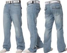 Kruze Mens Bootcut Jeans Wide