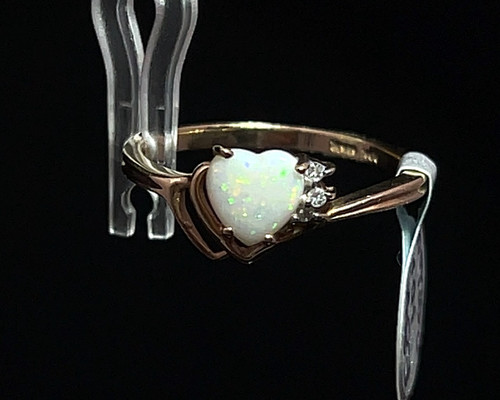 10k opal heart ring - 10k,