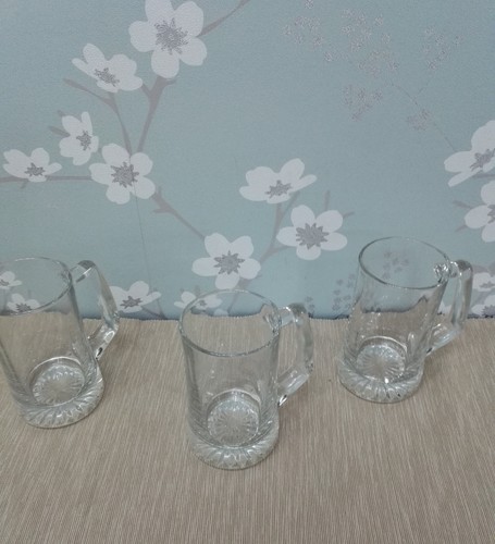 Three glass tankards - glass,