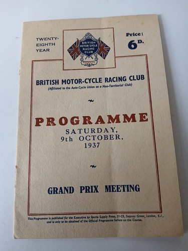 Brooklands programme 1937 - ,