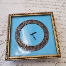 Vintage Made Blue Swiss Enamel Clock Swiss Made Blue Enamel Clock 
