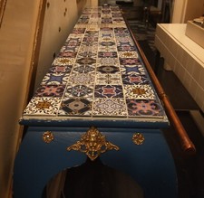 Glass Tiled long narrow side table