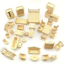34pcs wooden miniature - 3d,