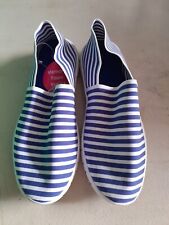 Ladies Blue & White Stripe Summer Comfort Shoes, memory Foam Insoles Size 5 New