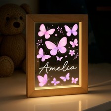 Personalised LED Butterfly Light Frame, Kids Night Light, Butterfly Lamp