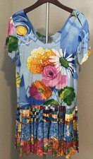 Jams World Hattie Ravishing Women's M Blue Garden Floral Knee Length  Vintage