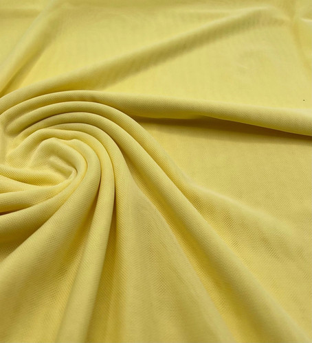 Plain lemon yellow mesh fabric - plain,