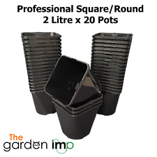 2L Plant Pots Square Black Plastic Litre Strong Hydroponic Nursery 14cm Pot | 20