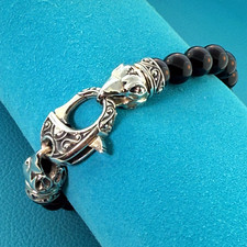 Stephen Webster Sterling Silver 925 Onyx 10mm Bead Bracelet 7.0” x 0.5” Wide