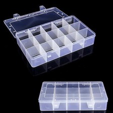 3 x 5 Compartment 15 Removable Section Organiser Box Transparent Plastic Storage