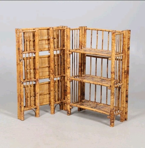 Pair antique bamboo shelves - pair,