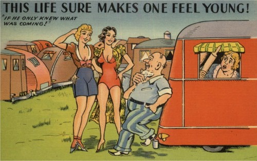 Vintage travel trailer - trailer, art